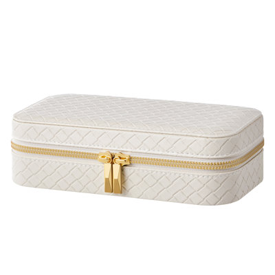 Travel Jewelry Case,woven Embossed Pu Leather