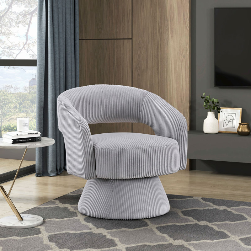 Moderne luxueux fauteuil d'appoint pivotant en velours côtelé moelleux en bois massif, meubles de maison élégants 1pc