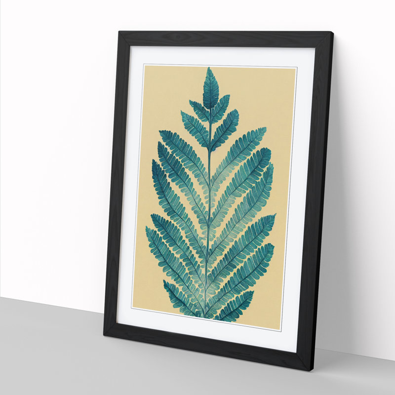 Retro Fern Leaf Vol.2 1 Piece Single Picture Frame Wall Art, 34cm H x 25cm W x 2cm D, Walnut