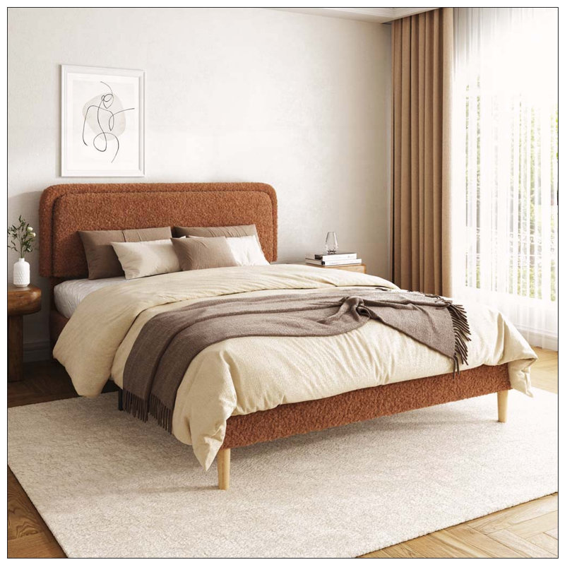 Structure de lit, lit plateforme rembourré moelleux avec tête de lit réglable en hauteur, structure robuste et lattes, conception silencieuse, compatible avec les matelas sans ressorts, facile à assembler