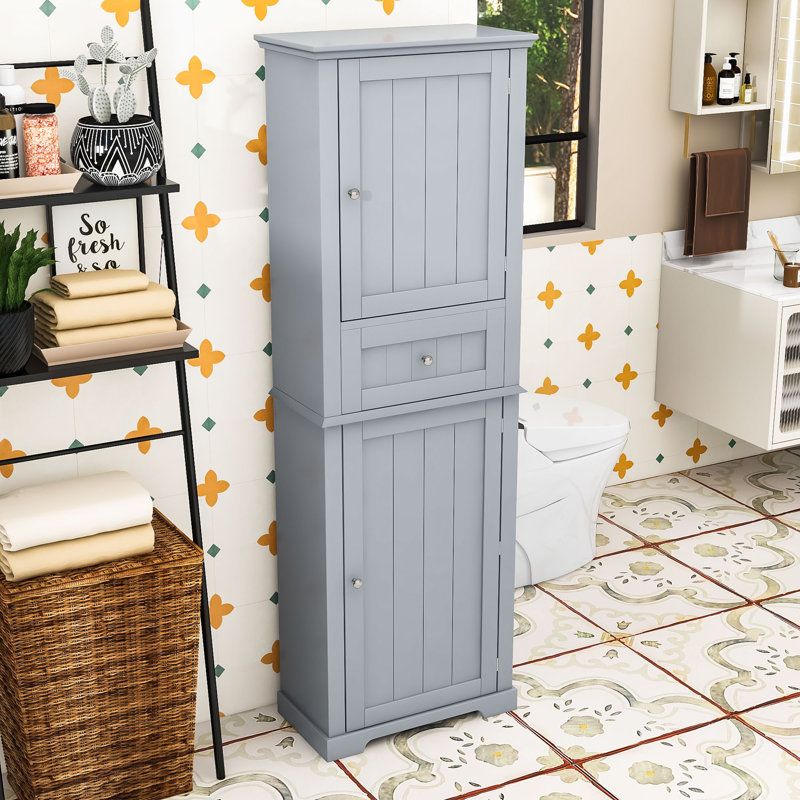 Armoire de rangement élégante et fonctionnelle en bois avec 1 tiroir, Gris