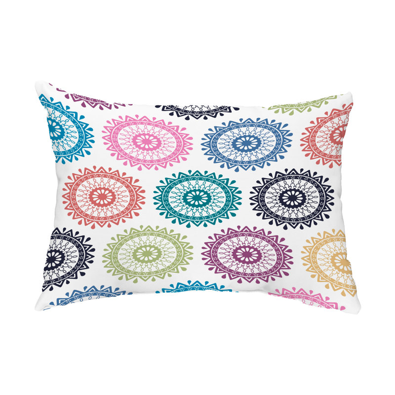 Groovy Geometric Outdoor Reversible Throw Pillow, Blue