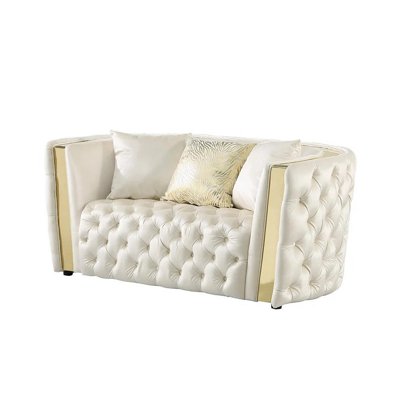 Ensemble de salon 2 pièces Fairon, Tissu blanc