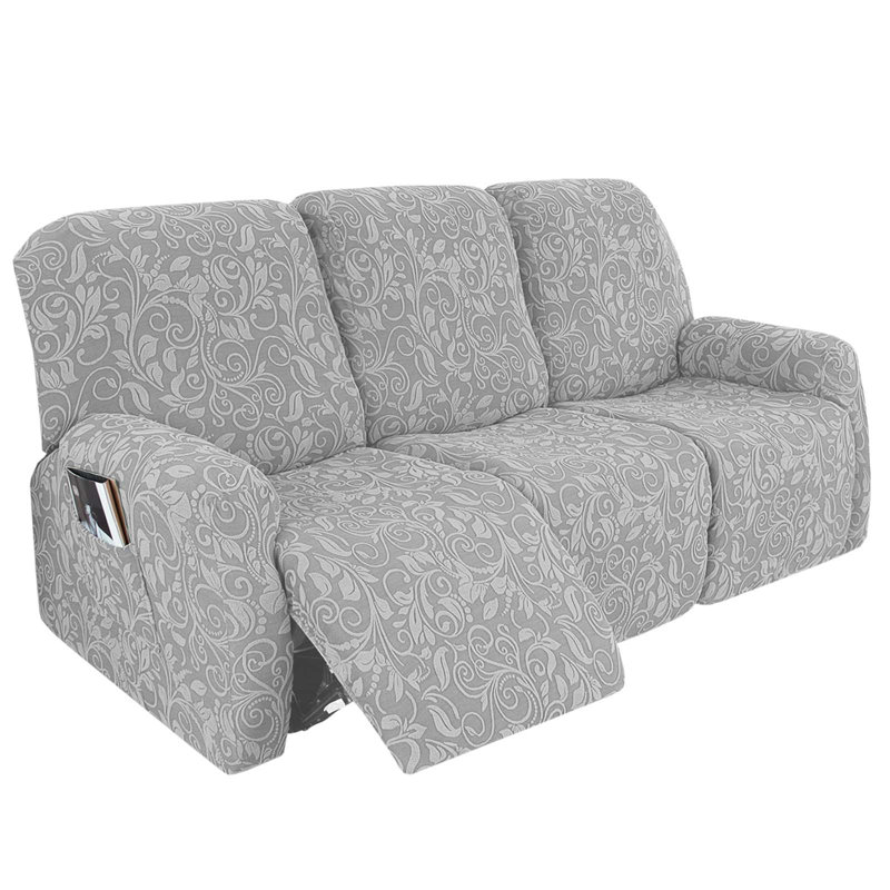 Housse tricotée pour fauteuil inclinable en jacquard, Polyester gris clair