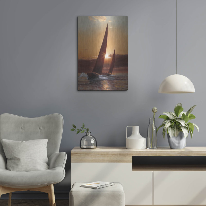 Breakwater Bay «Red Sails» par Diane Romanello, art mural en métal, H 24 po x l 16 po