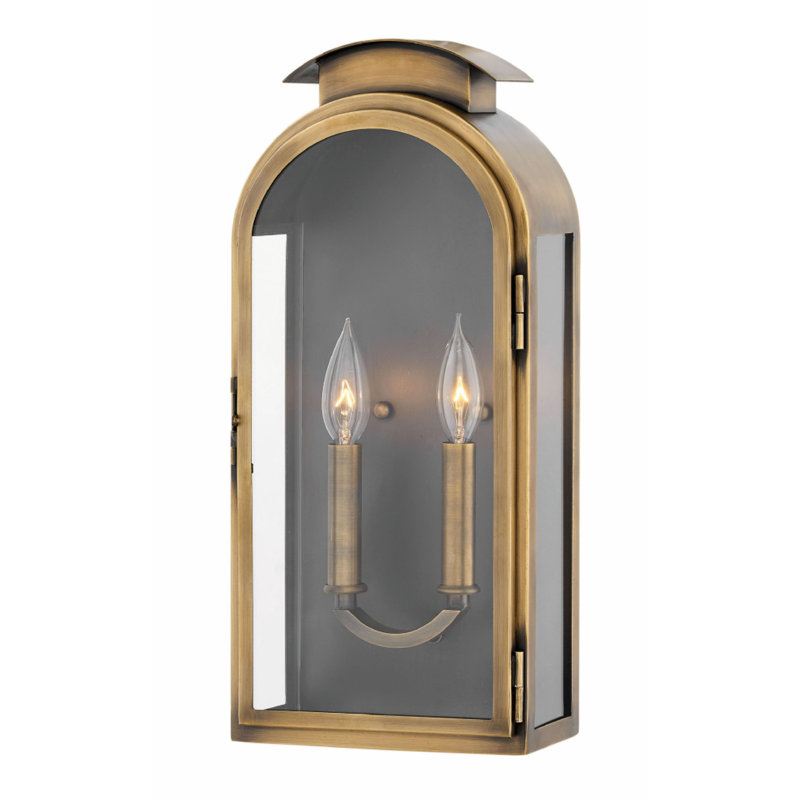 Rowley 2-Light Brass Outdoor Heritage Wall Mount Lantern