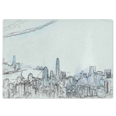 Tempered Glass The Hong Kong Skyline in China in Abstract Chopping Board