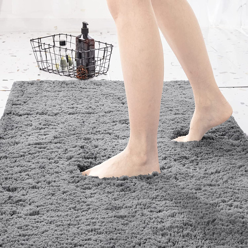 Mirrabooka Non-Slip Bath Rug, 24" W x 36" L, Gray