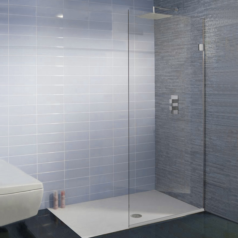 Boivin Stationary 36" x 76" Frameless Fixed Glass Panel, Chrome