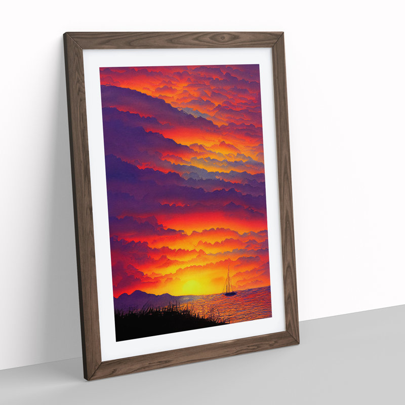 Sacred Ocean Sunset - Framed Print, 46cm H x 34cm W x 2cm D, Walnut