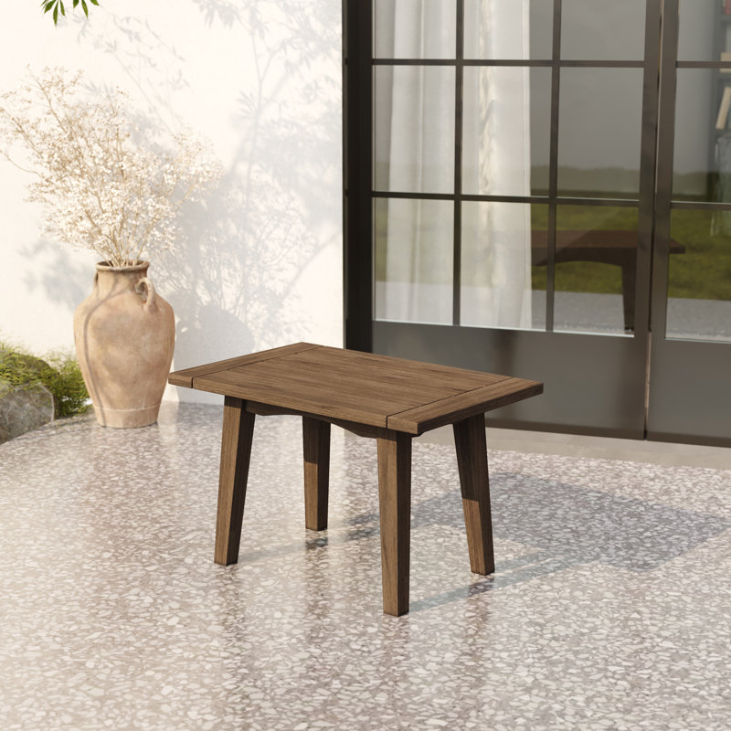 Table d'appoint d'extérieur en bois massif l 19,6 po Polett , Brun