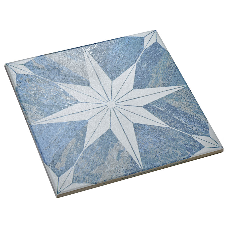 Cassis Stella 10" x 10" Porcelain Patterned Wall & Floor Tile, Blue Day
