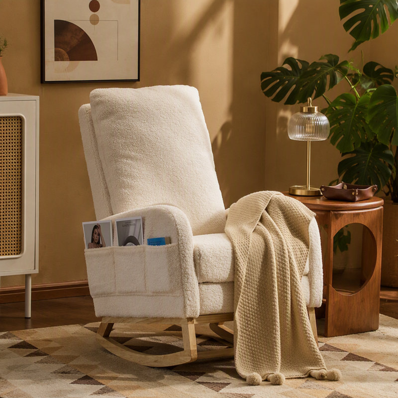 Chaise berçante avec pieds en bois massif, chaise berçante Modern