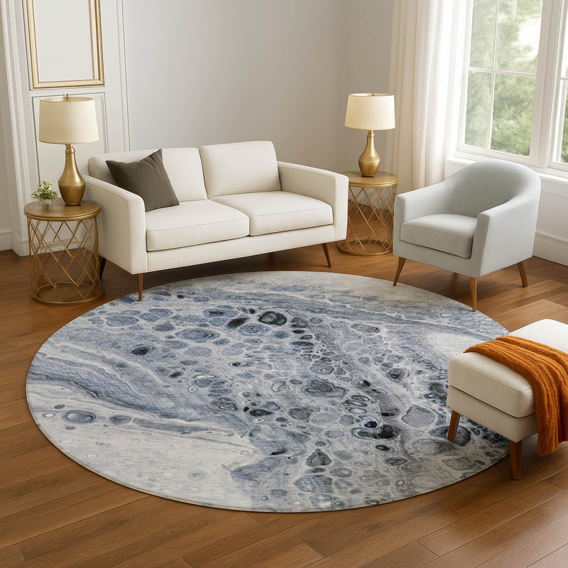 Premium Machine Washable Alaina AMF1934 Abstract Rug, Round 8'