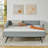 Daybed with trundle - upholstered sofa bed, vertical stripes, linen fabric-1149676573-1149676570