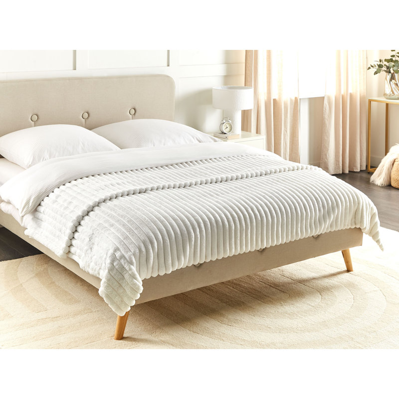 RAKYA Polyester Striped Bedspread, White