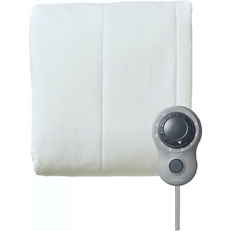 Protège-matelas chauffant électrique Sunbeam pour lit simple avec conception résistante à l'eau et commande à cadran facile