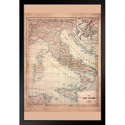 Old Italy 1883 Historical Antique Style Map Matted Framed Art Print Wall Decor 20X26 Inch -  17 Stories, ED726CA70A9947D5A50DA3B03357A008