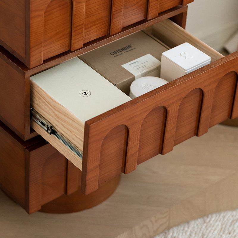 Commode en bois massif rétro de style français, Brun