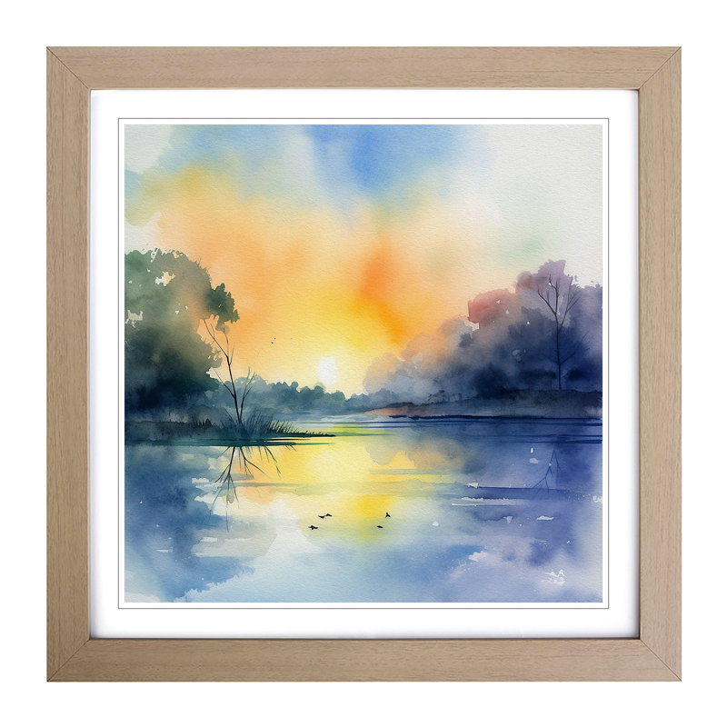 Lake Watercolour No.1 - Framed Print, Oak