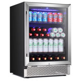 YUKOOL Single Zone 34.25'' Freestanding 46 Bottle and 149 Can Wine & Beverage Refrigerator