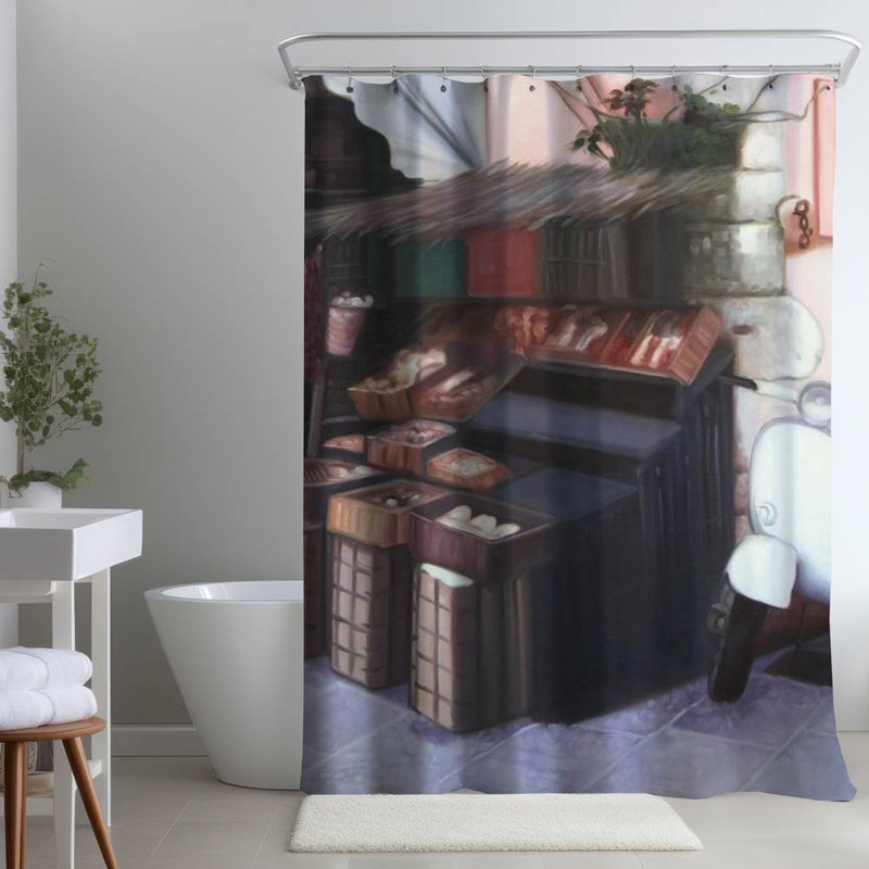 Shower Curtain AR10 – Polyester Shower Curtain, Dye Sublimation Print, 71" W × 74" L
