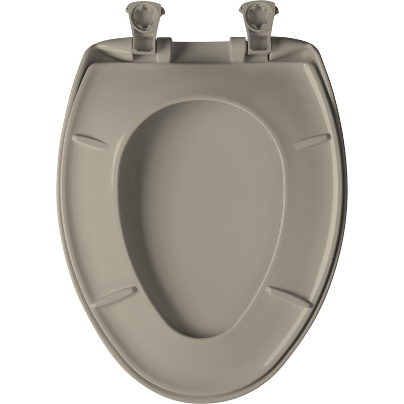 Siège de toilette allongé en plastique, Beige faon