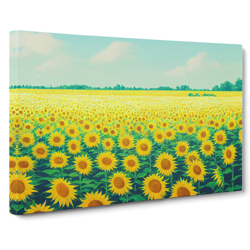 Fine Sunflower Field - Wrapped Canvas, 40cm H x 60cm W x 3cm D