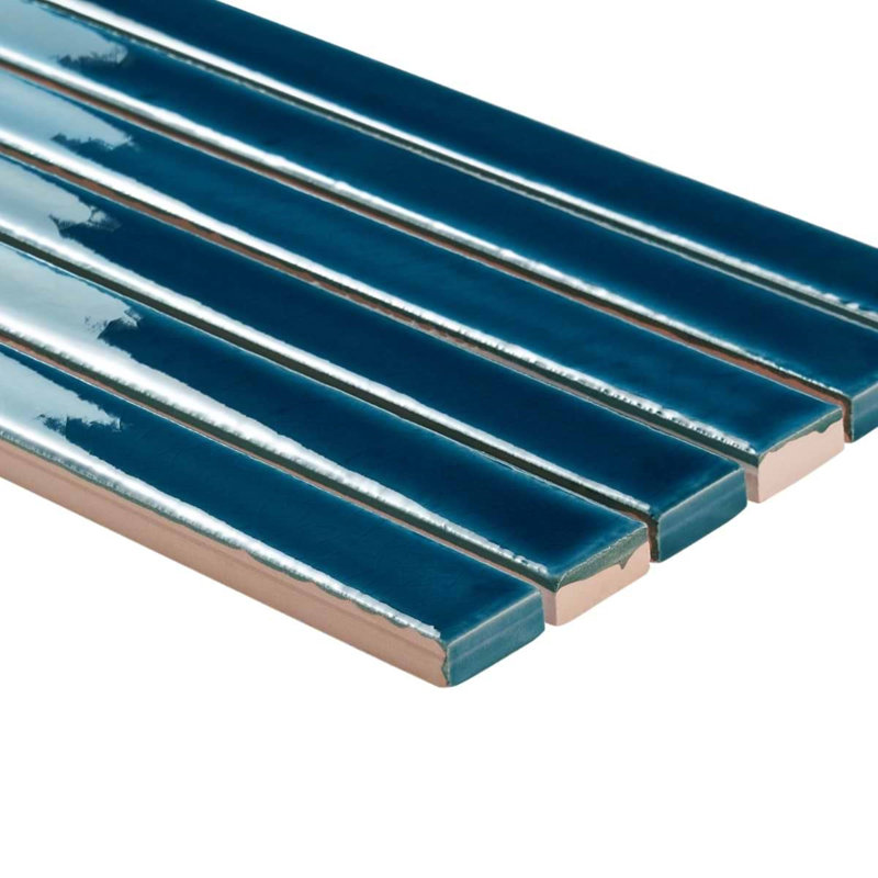 Kanbina 5x18 Brick Glossy Ceramic Mosaic Tile, Sapphire