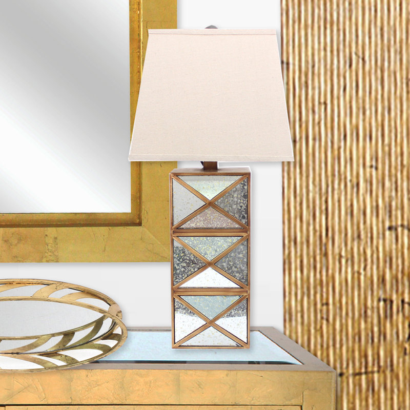 Triangular Mirror Inlay Table Lamp.