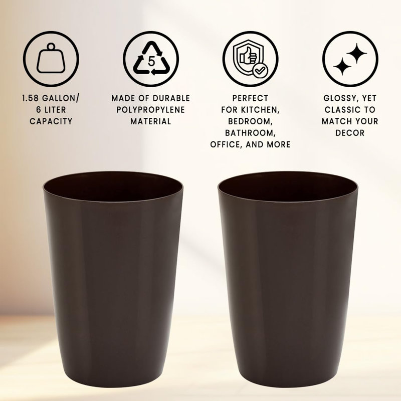 Petite poubelle avec couvercle ouvert pour les espaces compacts et serrés, Brun