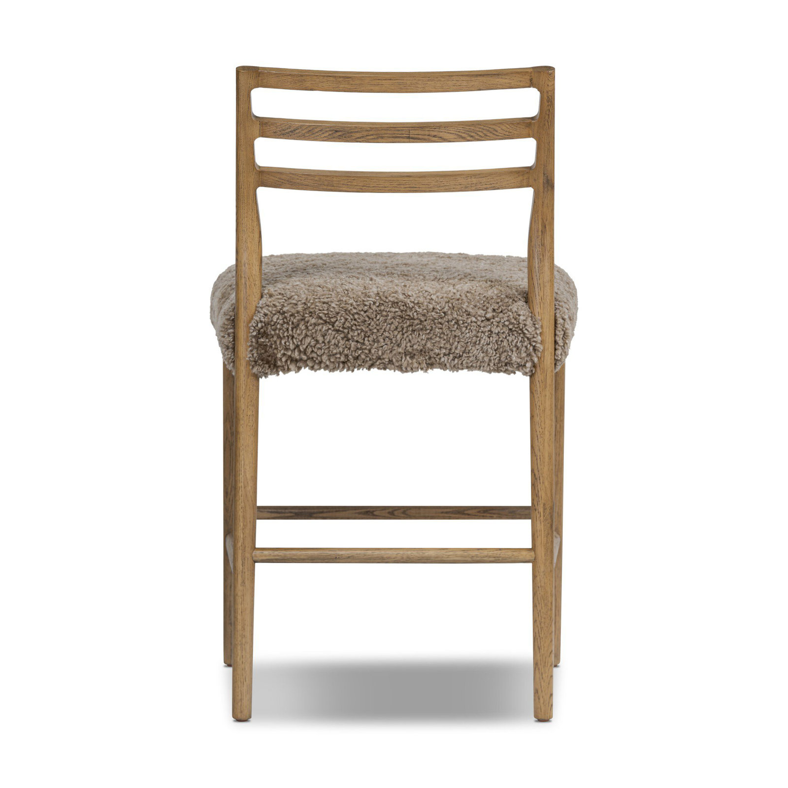 Lindyn Stool, Smoked Oak, Counter Stool (26.25" Seat Height), Taupe Shearling
