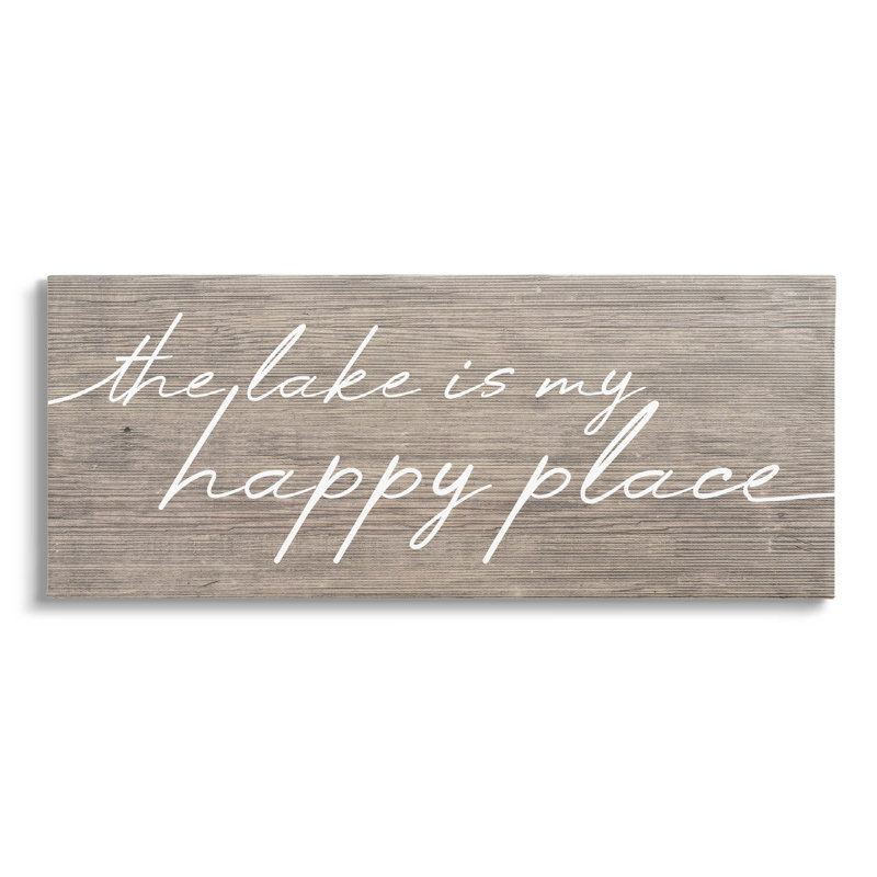 «Lake Is Happy Place», art mural sur toile par Lil 'Rue, H 10 po x l 24 po x P 1,5 po