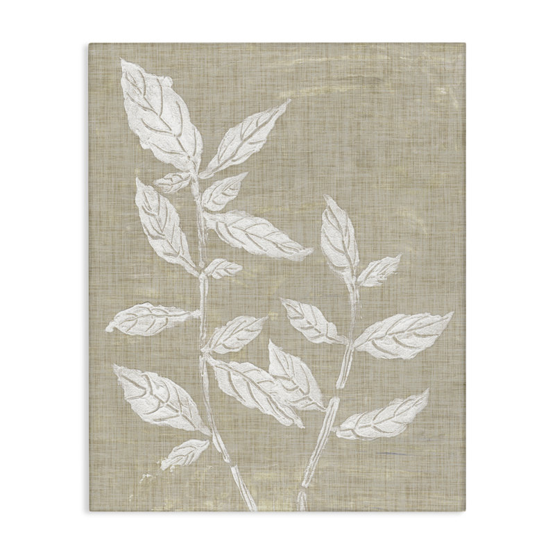 Feuilles sur toile textile vieillie, design par Melissa Wang, H 20 po x l 16 po