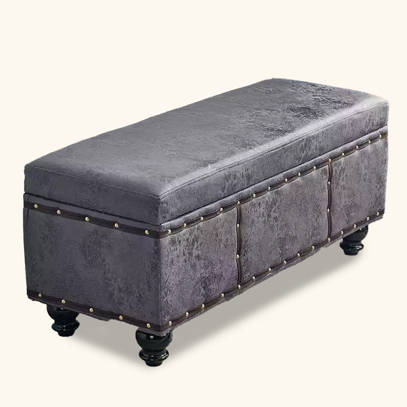 Repose-pieds avec rangement en microfibre, Gris