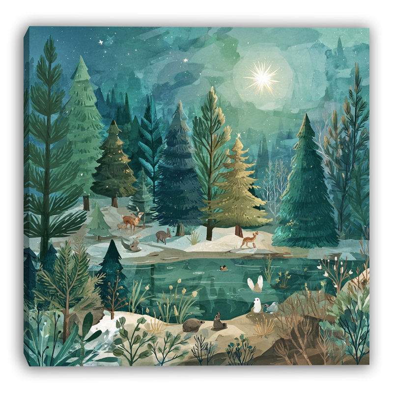 «Star Over Winter Pond», art mural sur toile tendue, H 40 po x l 40 po
