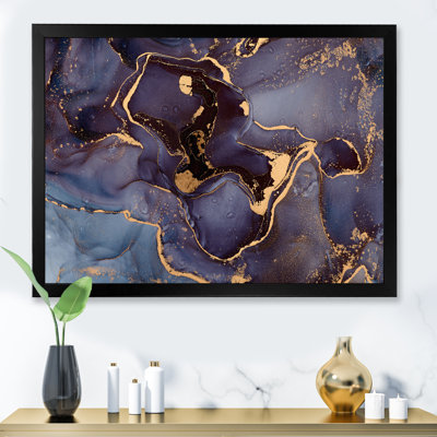 Mauve et or, abstrait fluide de luxe - peinture sur toile