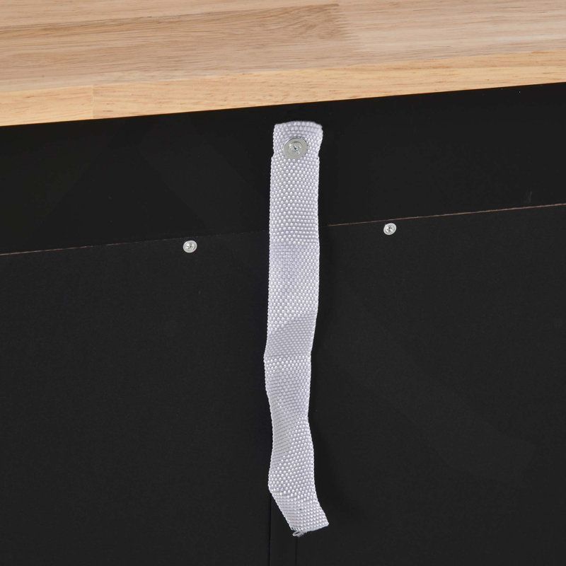 Buffet de cuisine moderne avec comptoir en bois massif, 2 tiroirs et tablette réglable, Noir