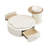 Round Coffee Table Set Of 2 – 360° Rotatable Flower-Shaped Top With 2 Drawers – Glass Accent End Table