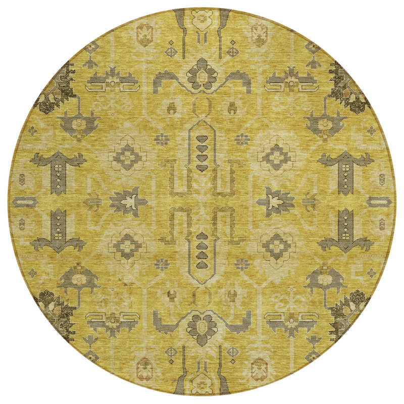 Killingly Washable Oriental Indoor / Outdoor Rug, Round 8'