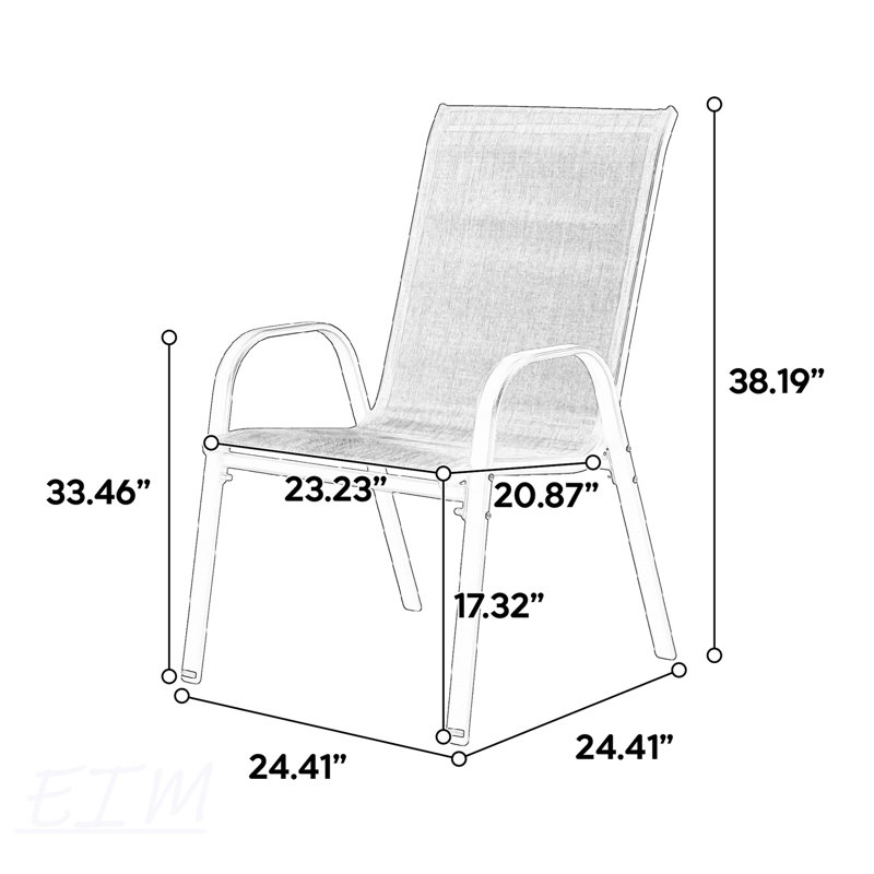 Chaises de patio robustes 4 pièces en textilène respirant, conception compacte pour l'extérieur et le jardin