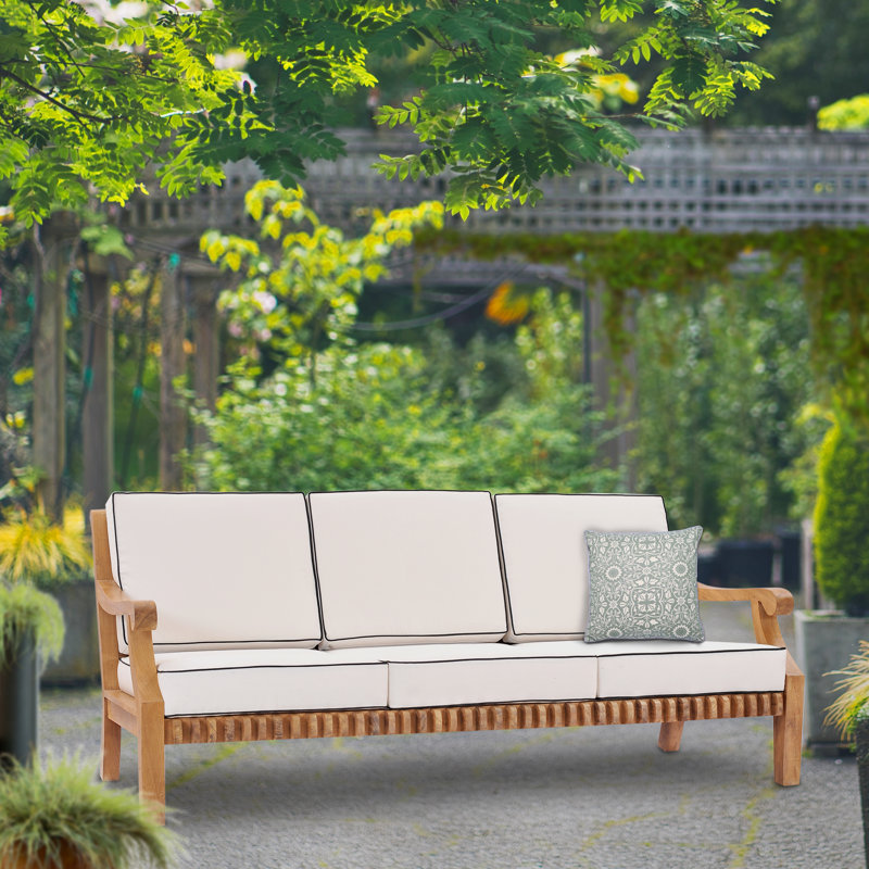 Canapé de patio à assise profonde avec coussins teck Coral