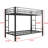Black Metal Bunk Bed With Storage Options And Build - No Box Spring Required, Twin Over Heavy Duty Rubber Pads