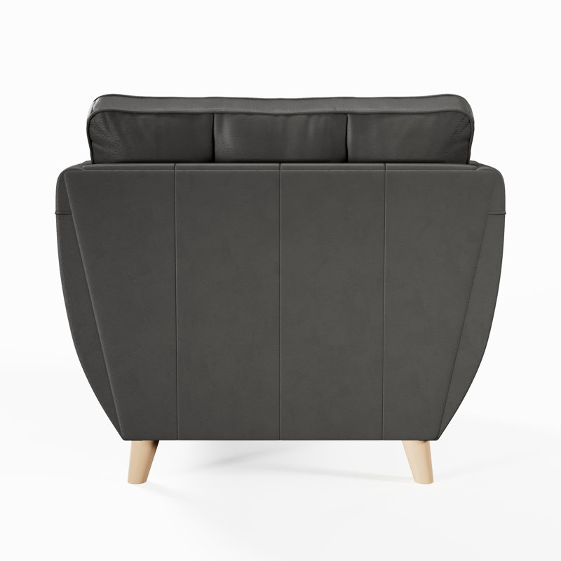 Marylin Leather Armchair, Raven, Light Wood