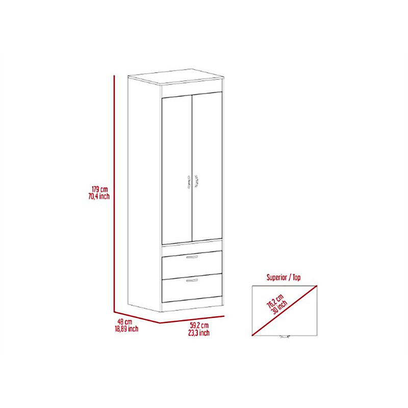 Armoire 2 tiroirs Willow Grove, Gris clair