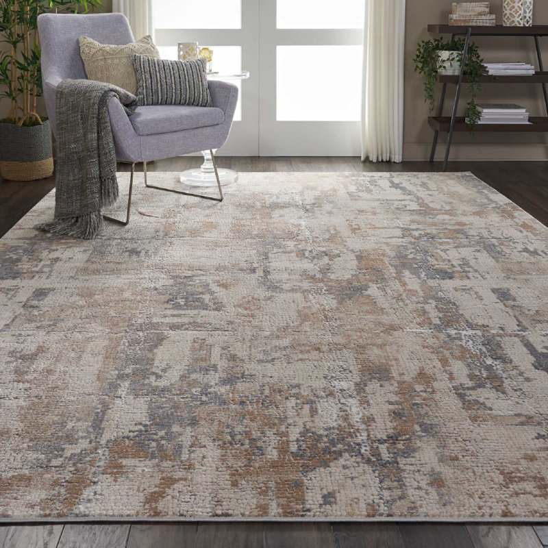 Tapis d'angle abstrait, Rectangle 9 pi 3 po x 12 pi 9 po