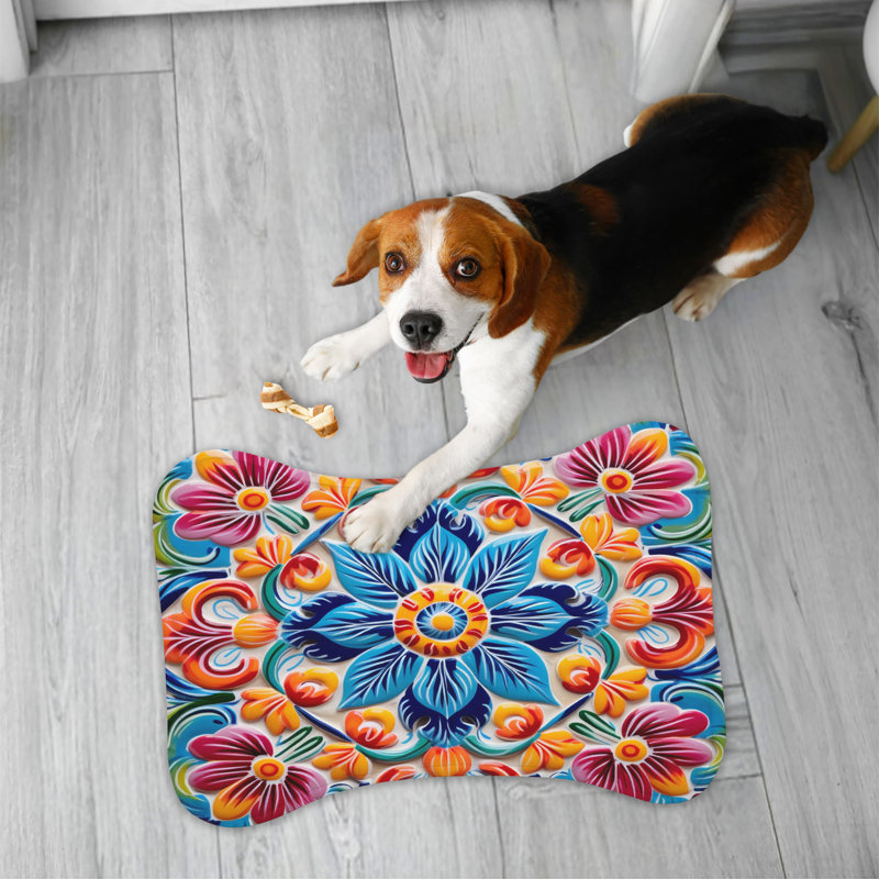 Festive Tiles - 1 Piece Bone Shape Feeding Mat