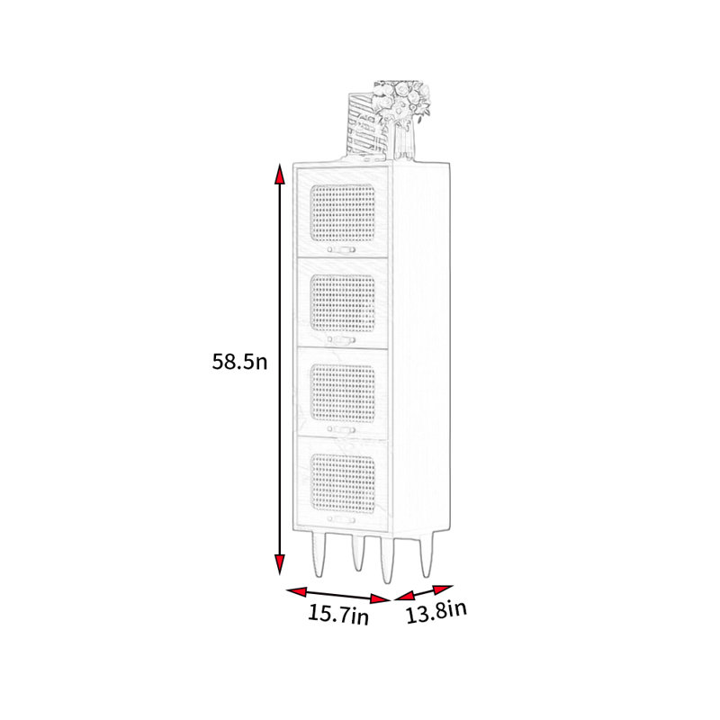 Demecio, (4 Shelves) 58.5"H x 15.7"W x 13.8"D
