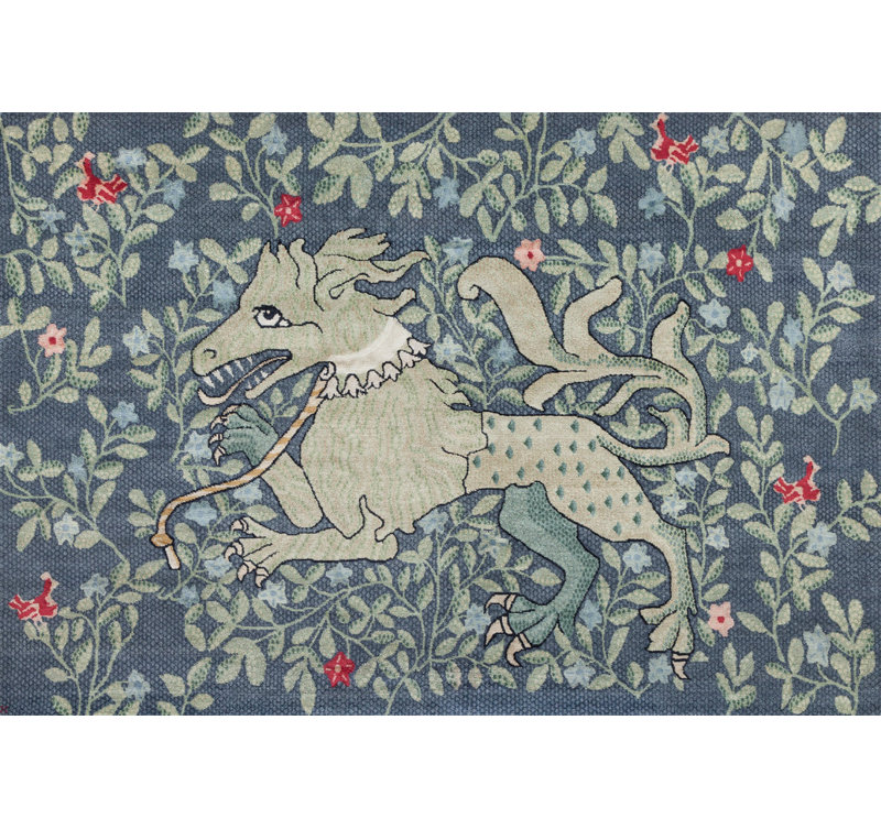 The Gryphon Floral Area Rug in Spring Green/Black/Gray Blue/Dusty Jade, Rectangle 13' x 18'