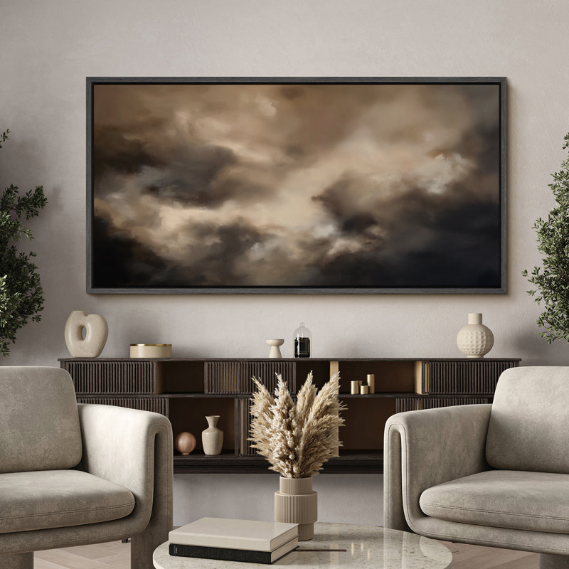 Impression sur toile surdimensionnée à motif abstrait foncé, Noir, noir, noir, noir, H 30 po x l 60 po